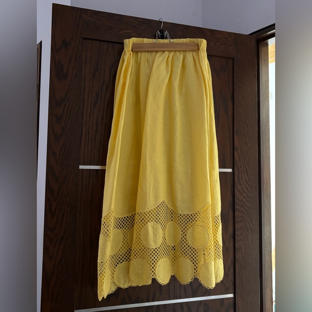 Sunshine Yellow Lace Detail Maxi Skirt - Seed Heritage